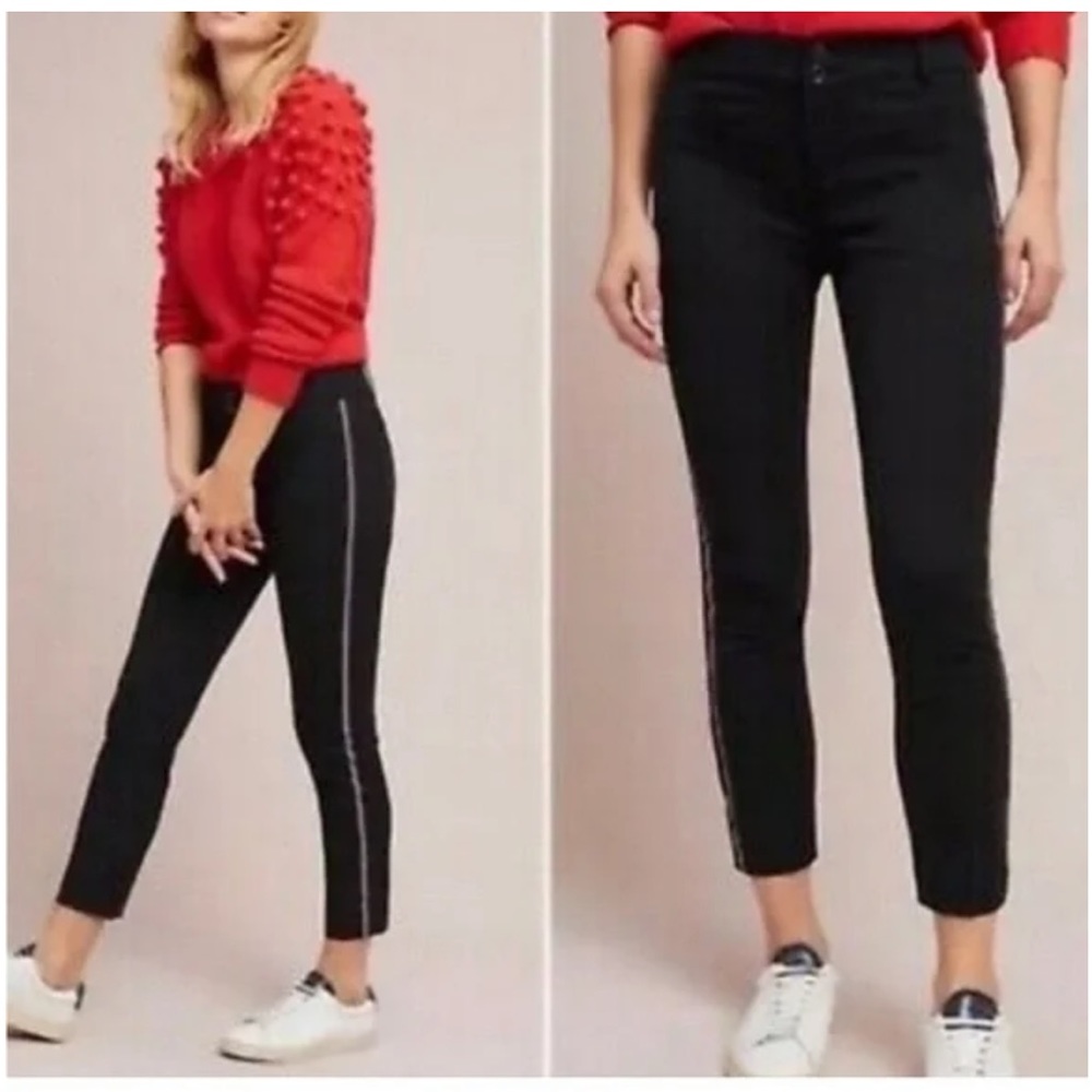 Anthropologie the essential slim cigarette trousers side leg detail sz 8 medium